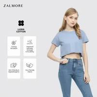 Zalmore Basic Crop T-Shirt Premium LUMA Cotton - Kaos Crop Top Wanita Lembut Ringan Sejuk Anti Neraw