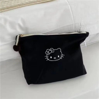Niche Cute Hand Canvas Makeup Bag Women's Japanese Ins Simple and Portable Large Capacity Skincare S