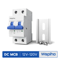 Wspiho DC MCB Mini Circuit Breaker for PV System WDB-63 16A 20A 25A 32A 40A 50A 63A Switch Solar Energy Photovoltaic DC12-120V
