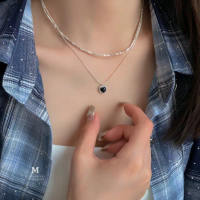 MEETร่ำรวย ก้าวหน้า สร้อยคอเงินแท้ Black Onyx จี้สร้อยคอเงินแท้ ของขวัญให้แฟน ไม่ลอกไม่ดำ