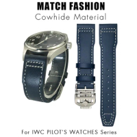 20mm 21mm 22mm Genuine Leather Watchband for IWC IW3777 Mark XVIII Le Petit Prince Pilot’s Watch Blue Black Brown Cowhide Strap