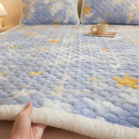 Winter Velvet Soft Mattress Toppers Home Dormitory Non-slip Foldable Bed Cover Double Queen Bedsheet Thin Quilted Tatamii Mat