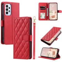 Wallet Leather Case For Samsung Galaxy A12 A32 A52 4G 5G A52S Small Fragrance Checkered Flip Cover