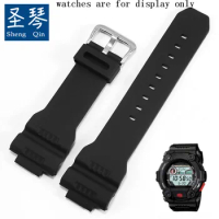 For C-ASIO G-7900SL GW-7900B GR7900NV Silicone Strap Black Convex Interface Waterproof Rubber Wristband