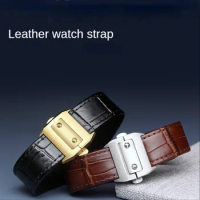 Genuine Leather Watch Strap for Cartier Santos100 Waterproof Sweat-Proof Men Women Watch Band Accessories20 23mm