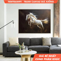 Tranh treo tường, White Horse Painting Large Oil Painting Horse Wall Art Large Canvas Art Horse Deco