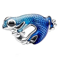Original Blue Enamel Cute Dart Frog Beads Fit Europe 925 Sterling Silver Charm Bracelet Bangle Diy Jewelry