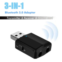 USB Bluetooth 5.0 Transmitter Receiver 3 in1 3.5 Audio Transmitter Adapter Sound Card for TV PC Headphones Stereo Car HIFI Audio