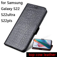 Top Cow Genuine Leather Case for Samsung Galaxy S22/S22 ultra Wallet Case Magneic Flip Smartphone Cover Bag S22ultra s22+ skin