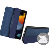 JTLEGEND 2021 iPad 9 10.2吋 Amos相機快取多角度折疊布紋皮套(Apple pencil槽+磁扣)海軍藍
