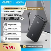Anker Zolo Portable Power Bank 10,000mAh / 20.000mAh 3 ports with Built-in Type-C Cable Type-A port 