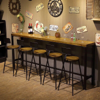 實木吧檯椅 吧台椅 工業風鐵藝實木家用吧台椅桌現代簡約吧台高腳凳咖啡廳酒吧桌椅『cyd12240』