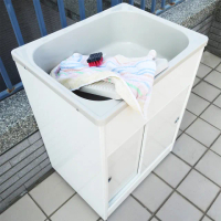 【Abis】日式穩固耐用ABS櫥櫃式中型塑鋼洗衣槽(雙門-2入)