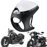Universal 7" Headlight Handlebar Fairing Windshield Cafe Racer For Harley Dyna Sportster 1200 883 FLHT Bobber Touring