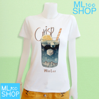 เสื้อยืดลาย Crisp Winter ผ้า TK พิมพ์ลายลงในเนื้อผ้า - ML100SHOP (คอกลม)