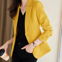 Yitimuceng Fashion Formal Blazer for Women Fall Winter 2023 New Korean Fashion Long Sleeve Jacket Office Ladies Casual Coats