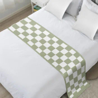 Sage Green Checkerboard High Quality Bed Flag Hotel Cupboard Table Runner Parlor Wedding Home Decor Bed Runner