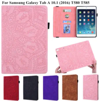 3D Flower Embossed Tablet Case for Samsung Galaxy Tab A 6 2016 10.1 inch Flip Stand Tablet Cover for Funda Samsung SM T580 T585