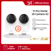 YI 2pcs Pro Camera Kit 2K 3MP, AI Based Smart Home 2.4G Baby Cam Pet Video Record Surveillance Enhanced Night Vision