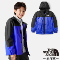 【The North Face】童 輕量防水透氣連帽休閒外套.防風休閒夾克.機能性風衣(8A48-QBO 海濤藍)