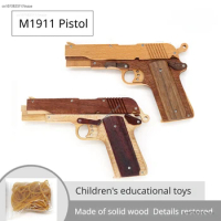2024 New M1911 Kimber Pistol Model Solid Wood Rubber Band Gun Diy Assembled Toy Gun Wood Model Gun Children's Educational Toys
