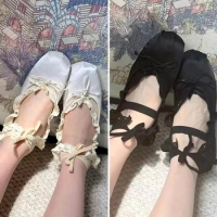 New 1 Pair Lolita Butterfly Lace Princess Ballet With Shoes, Boat Socks, Solid Color Ballet Style Socks, Lace Decoration