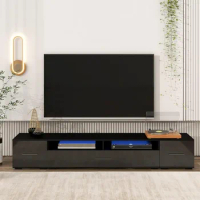 LED TV Stand for Living Room LED Entertainment Center with Storage, 90 Inch TV Stand with LED Lights 85 Inch TV Stand Modern