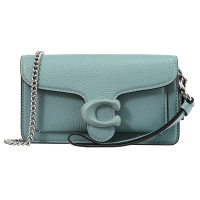 COACH TABBY 18 經典C LOGO翻蓋迷你手提斜背兩用包(水藍)