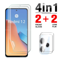 4 In 1 Hydrogel Film For Xiaomi Redmi 12 4G 12C 11A 4G 10 5G 10C Protective Film Camera Lens Soft Screen Protector transparent