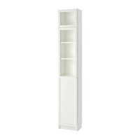 BILLY/OXBERG 書櫃附高度延伸櫃/玻璃門板, 白色/玻璃, 40x30x237 公分
