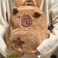 MINISO New Capibala Capybara Shoulder Bag Cute Plush Cartoon Ugly Funny Student Large Capacity Backpack Plush Bag Girls Bag