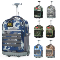 High Schoolbag Student Backpack Wheeled Trekking Laptop Bag Camouflage Pack With Built-in Trolley