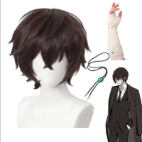 High Quality Dazai Osamu Cosplay Wig Anime Bungo Stray Dogs Cosplay Short Brown Heat Resistant Synthetic Hair Wigs