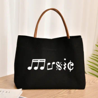 Music Print Tote Bag Gifts for Friends Book Bag School Bag Women Canvas Beach Bag Shopping Bag Lunch Bag Travel Bag Customize