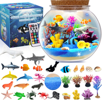 Ocean Light Up Terrarium Kit for Kids - Sea Animal Toys LED Night Light Birthday Gift for Boys & Gir