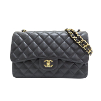 CHANEL 香奈兒 黑色 菱格紋皮革 Jumbo 30 鍊帶肩背包 【二手名牌BRAND OFF】