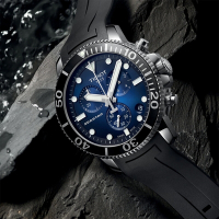 TISSOT 天梭 官方授權 Seastar 1000 海洋之星300米潛水計時錶 送禮推薦-藍x黑/45mm T1204171704100