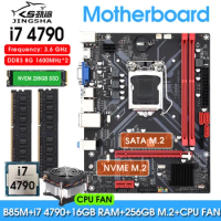 B85m placa mae lga 1150 motherboard combo kit with i7 4790 CPU 2*8G=16GB 1600MHz PC DDR3 memory 256GB M.2 SSD and CPU FAN SET