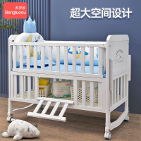工廠現貨出 免運 兒童床 嬰兒床 寶寶床 白色高檔嬰兒床實木多功能BB新生兒童床可移動寶寶拼接大床搖籃床特惠/開立發票 全館8折 特價出 Z1022