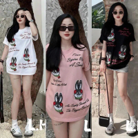 Áo phông cotton su in hình xinh xinh. áo dáng rộng tay lỡ