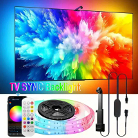【HOT stock LED light string】 PC/TV SYNC Backlight RGBIC LED Strip Lights with Color Capture Sensor B