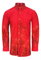 Pacolino Pacolino [Official] - (Regular Cutting ) Long Sleeve Red Color Dobby Silk Printed Malaysia Batik Shirt- 22622-BK0058-B