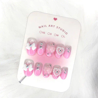 NAIL ART STUDIO เล็บเจลสวยๆ เล็บปลอมpvcสำเร็จรูป เปลี่ยนทรงได้ พร้อมกาวน้ำและตะไบ ทำใหม่ทุกชิ้น สำหร