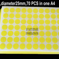 A4 Self-adhesive Sticker 25x25mm Diameter 25mm Round Label Sticker Yellow Color Circle For Laser Printer Accept Custom Order
