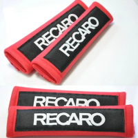 2pcs JDM RECARO Cotton Seat Belt Cover Soft Harness Pads seatbelt Shoulder Pad Red/Black