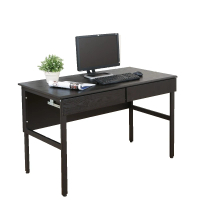 DFhouse 頂楓120公分電腦辦公桌+2抽屜 -黑橡木色