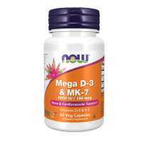 EXP:2027 | NOW Foods Mega D-3 & MK-7 5,000 IU/180 mcg, 60 Caps | Premium D3 & MK-7 Nutritional Aid