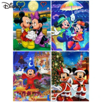 Disney Christmas Diamond Painting Mickey Mouse Diamond Mosaic Minnie Colorful Cartoon Embroidery Creative Hobbies New Year Gift
