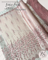 Kain Brokat Tile Embroidery 2 Tone Pearl Mutiara Mewah Daisy Series Harga Setengah Meter Warna Dusty