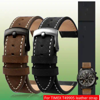 Watch Strap For Timex Men's Genuine Leather Watch Band T49905 T49963 T49953 Series Men's Cattle Not smooth brown Watchband 20mm